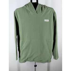 Bearded Goat Mens L Olive Green French Terry Pullover Hoodie Zipper Pocket
